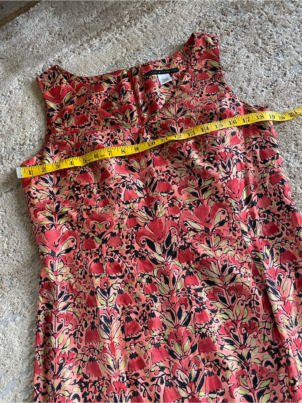 Peruvian Connection Floral Coral Floral V-Neck Pima Cotton Dress Summer: 14 - Picture 8 of 9